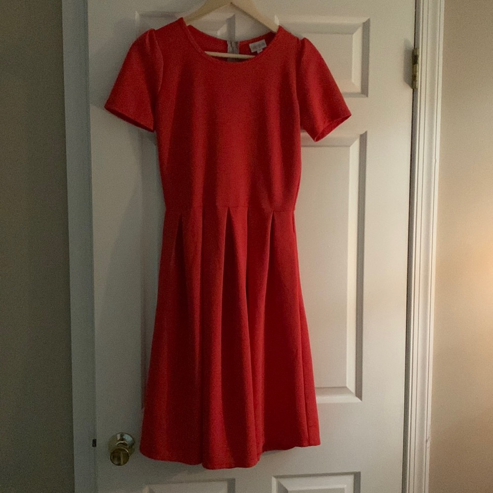 Pinkish red LuLaRoe pleated dress